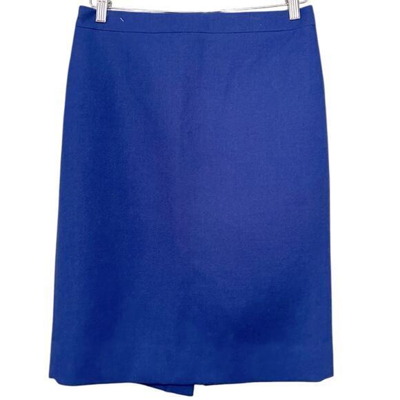 J. Crew Size 6 Royal Blue No. 2 Pencil Wool Fitted Career Office Business Skirt - Picture 1 of 7
